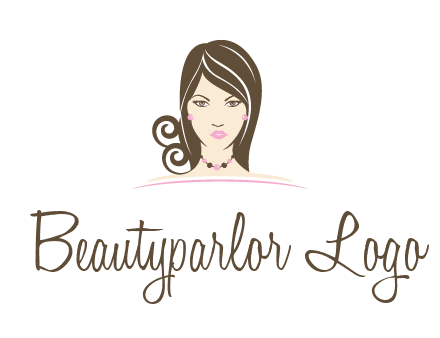head of beautiful woman wearing bead earrings and necklace jewelry logo