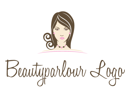 head of beautiful woman wearing bead earrings and necklace jewelry logo