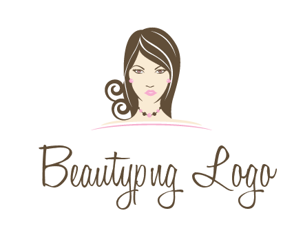head of beautiful woman wearing bead earrings and necklace jewelry logo