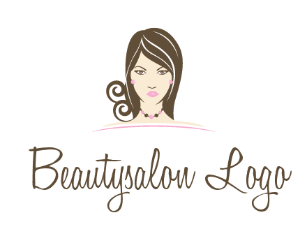 head of beautiful woman wearing bead earrings and necklace jewelry logo