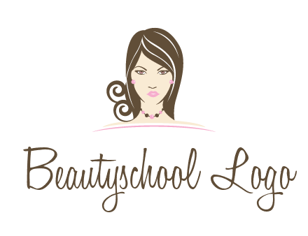 head of beautiful woman wearing bead earrings and necklace jewelry logo