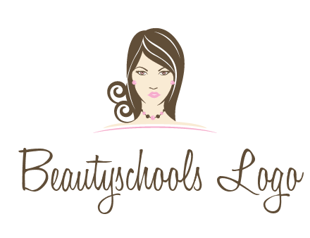 head of beautiful woman wearing bead earrings and necklace jewelry logo