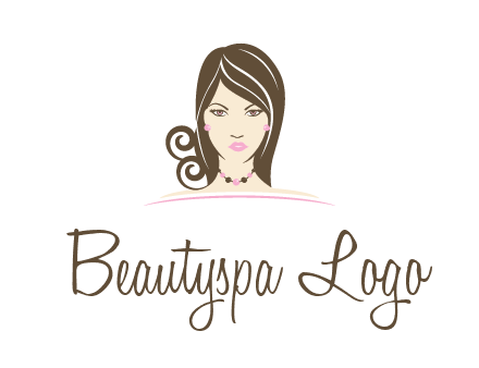 head of beautiful woman wearing bead earrings and necklace jewelry logo