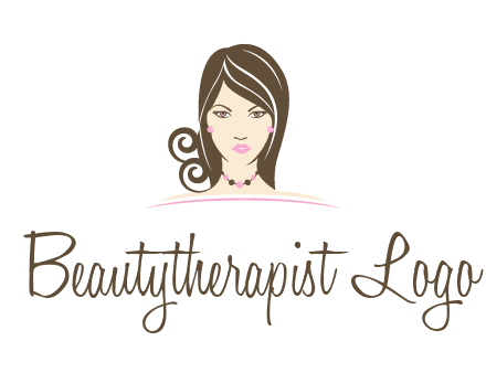 head of beautiful woman wearing bead earrings and necklace jewelry logo