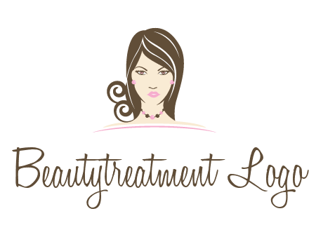 head of beautiful woman wearing bead earrings and necklace jewelry logo