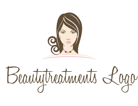 head of beautiful woman wearing bead earrings and necklace jewelry logo