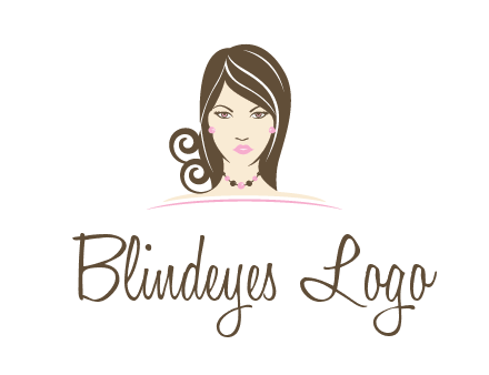 head of beautiful woman wearing bead earrings and necklace jewelry logo