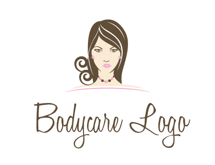 head of beautiful woman wearing bead earrings and necklace jewelry logo