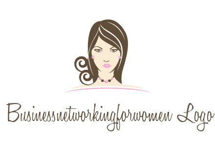 head of beautiful woman wearing bead earrings and necklace jewelry logo