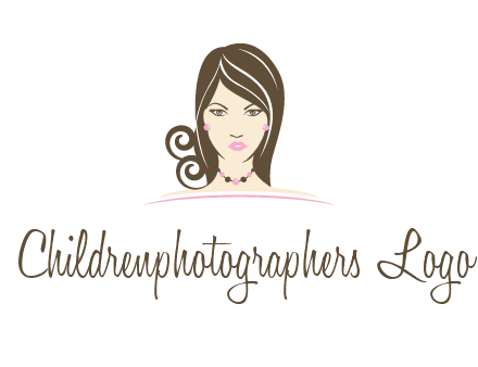 head of beautiful woman wearing bead earrings and necklace jewelry logo