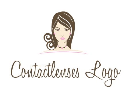 head of beautiful woman wearing bead earrings and necklace jewelry logo