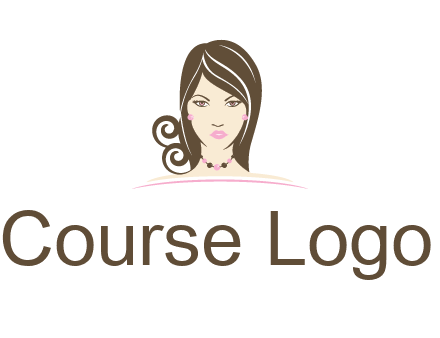 head of beautiful woman wearing bead earrings and necklace jewelry logo