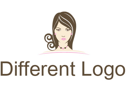 head of beautiful woman wearing bead earrings and necklace jewelry logo