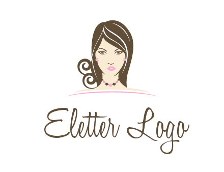 head of beautiful woman wearing bead earrings and necklace jewelry logo