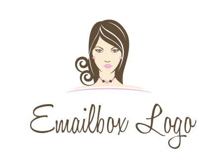 head of beautiful woman wearing bead earrings and necklace jewelry logo