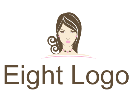head of beautiful woman wearing bead earrings and necklace jewelry logo