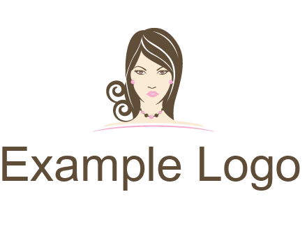 head of beautiful woman wearing bead earrings and necklace jewelry logo