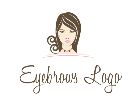 head of beautiful woman wearing bead earrings and necklace jewelry logo
