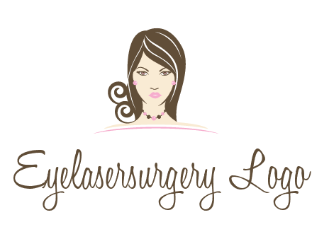 head of beautiful woman wearing bead earrings and necklace jewelry logo