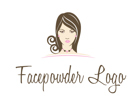 head of beautiful woman wearing bead earrings and necklace jewelry logo