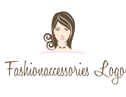 head of beautiful woman wearing bead earrings and necklace jewelry logo