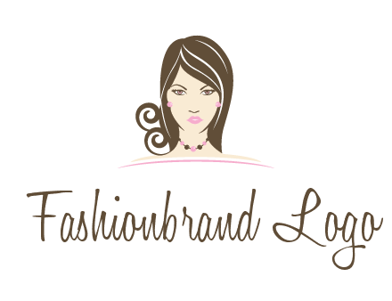 head of beautiful woman wearing bead earrings and necklace jewelry logo