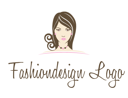 head of beautiful woman wearing bead earrings and necklace jewelry logo