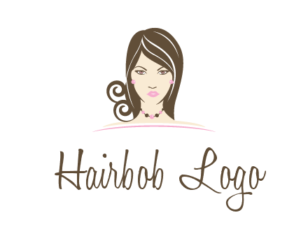 head of beautiful woman wearing bead earrings and necklace jewelry logo