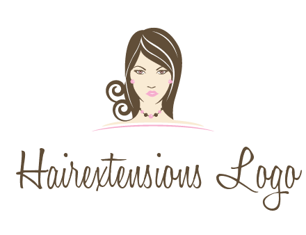 head of beautiful woman wearing bead earrings and necklace jewelry logo