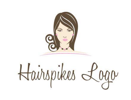 head of beautiful woman wearing bead earrings and necklace jewelry logo