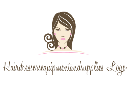 head of beautiful woman wearing bead earrings and necklace jewelry logo