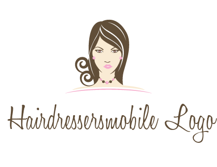 head of beautiful woman wearing bead earrings and necklace jewelry logo