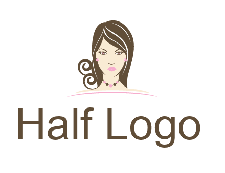 head of beautiful woman wearing bead earrings and necklace jewelry logo