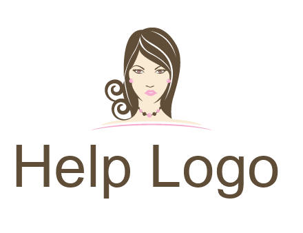 head of beautiful woman wearing bead earrings and necklace jewelry logo