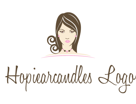 head of beautiful woman wearing bead earrings and necklace jewelry logo