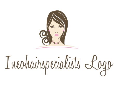 head of beautiful woman wearing bead earrings and necklace jewelry logo