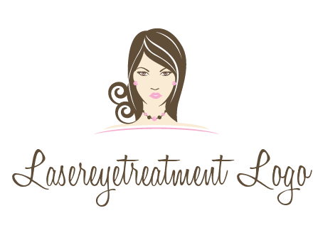 head of beautiful woman wearing bead earrings and necklace jewelry logo
