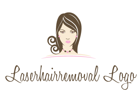 head of beautiful woman wearing bead earrings and necklace jewelry logo
