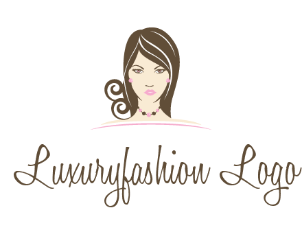 head of beautiful woman wearing bead earrings and necklace jewelry logo
