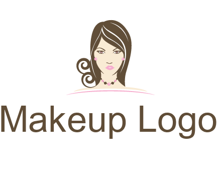 head of beautiful woman wearing bead earrings and necklace jewelry logo