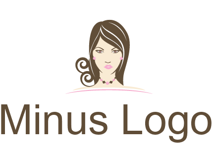 head of beautiful woman wearing bead earrings and necklace jewelry logo