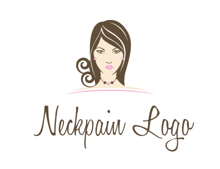 head of beautiful woman wearing bead earrings and necklace jewelry logo