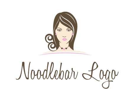 head of beautiful woman wearing bead earrings and necklace jewelry logo