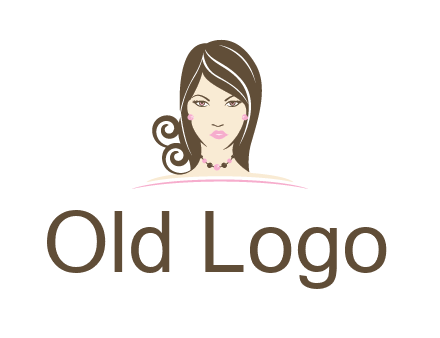 head of beautiful woman wearing bead earrings and necklace jewelry logo
