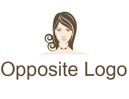 head of beautiful woman wearing bead earrings and necklace jewelry logo