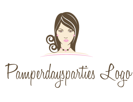 head of beautiful woman wearing bead earrings and necklace jewelry logo