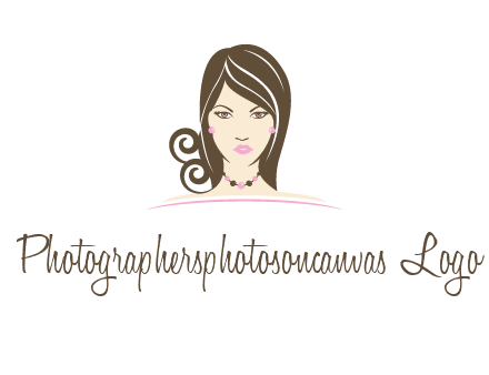 head of beautiful woman wearing bead earrings and necklace jewelry logo