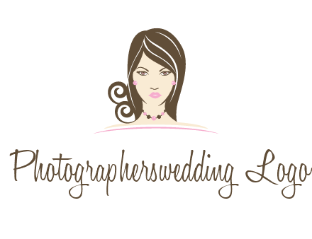head of beautiful woman wearing bead earrings and necklace jewelry logo