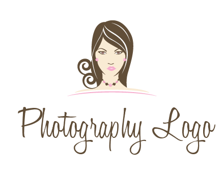 head of beautiful woman wearing bead earrings and necklace jewelry logo