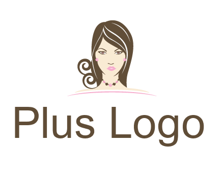 head of beautiful woman wearing bead earrings and necklace jewelry logo